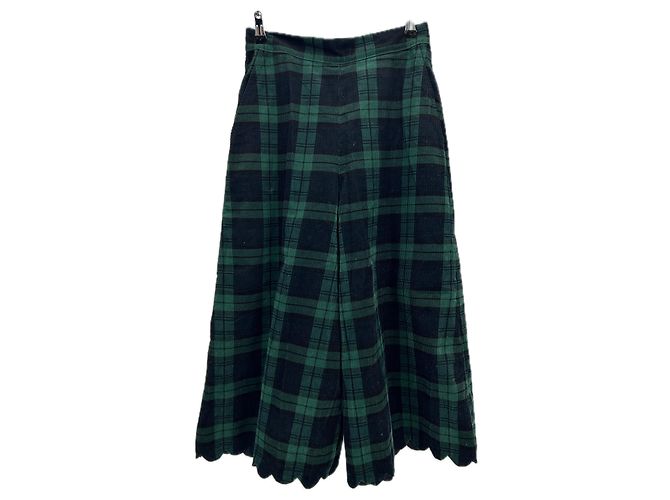 Manoush Falda culotte de cuadros verdes de algodón - vista 2