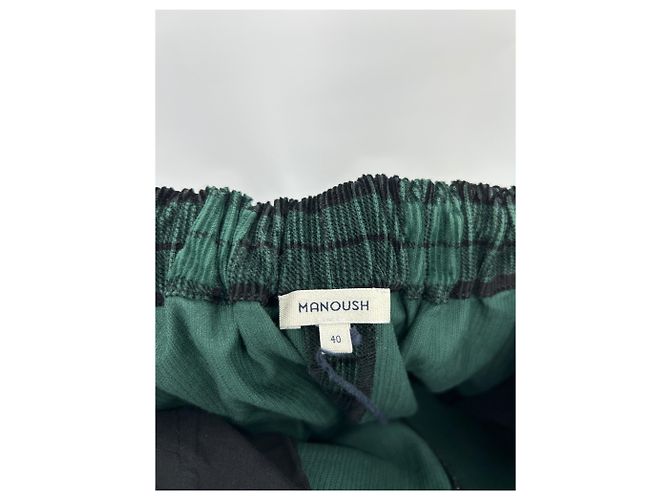 Manoush Falda culotte de cuadros verdes de algodón - vista 4