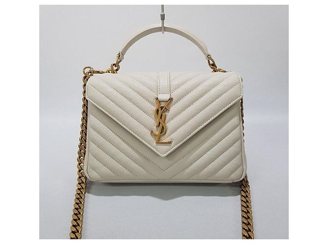 Saint Laurent Borsa Monogram Vintage Bianca Media Bianco - vista 2