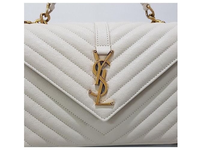 Saint Laurent Borsa Monogram Vintage Bianca Media Bianco - vista 3