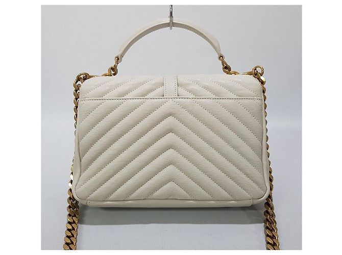 Saint Laurent Borsa Monogram Vintage Bianca Media Bianco - vista 5
