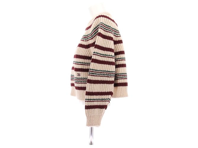 Suéter de lana a rayas Céline beige - vista 4