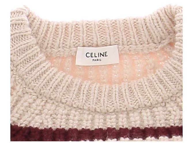 Suéter de lana a rayas Céline beige - vista 5