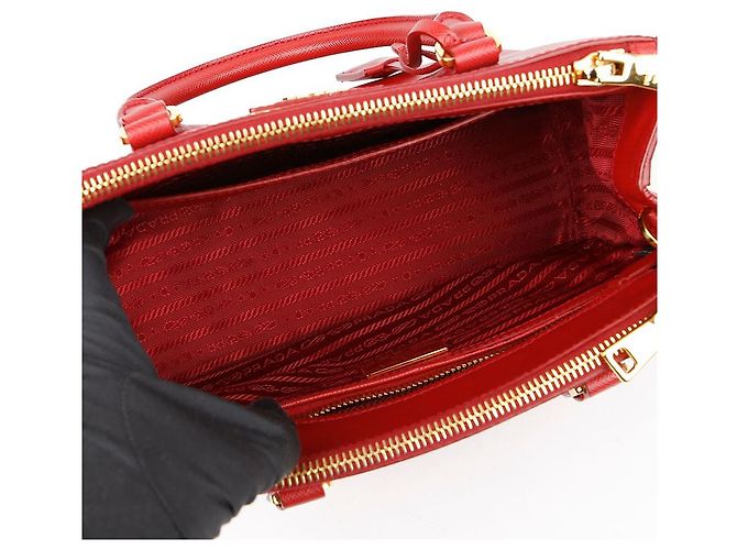 Prada Borsa a Spalla Galleria Small Tote Rosso - vista 10