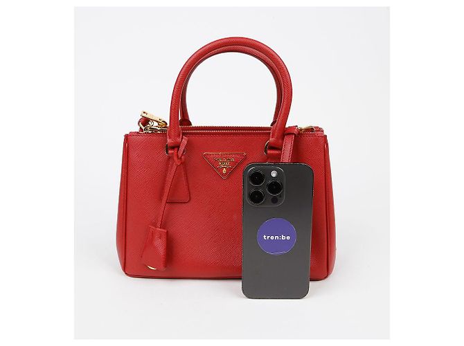 Prada Borsa a Spalla Galleria Small Tote Rosso - vista 9