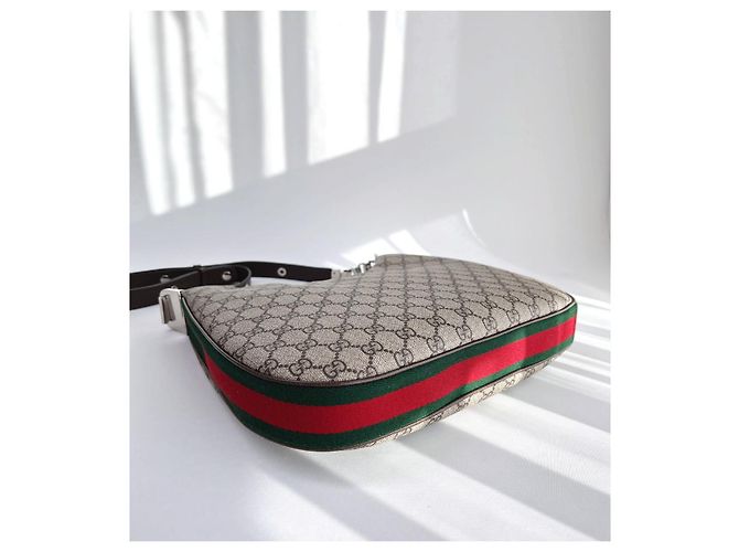 Gucci Ataushu Medium Schultertasche aus Canvas Braun - Ansicht 11