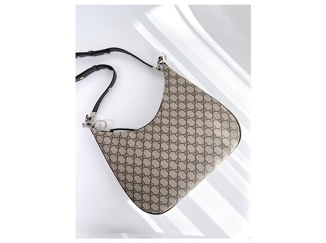 Gucci Ataushu Medium Schultertasche aus Canvas Braun - Ansicht 12