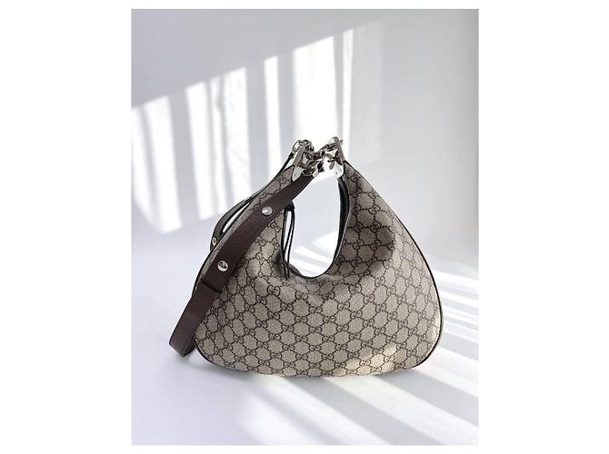 Gucci Ataushu Medium Schultertasche aus Canvas Braun - Ansicht 15