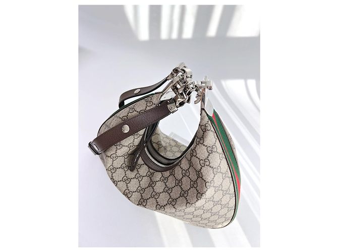 Gucci Ataushu Medium Schultertasche aus Canvas Braun - Ansicht 16