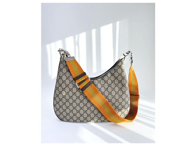 Gucci Ataushu Medium Schultertasche aus Canvas Braun - Ansicht 2