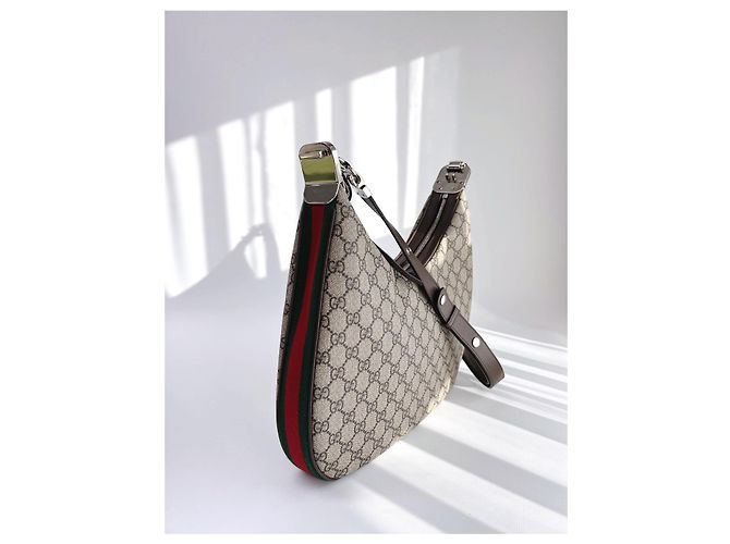 Gucci Ataushu Medium Schultertasche aus Canvas Braun - Ansicht 5