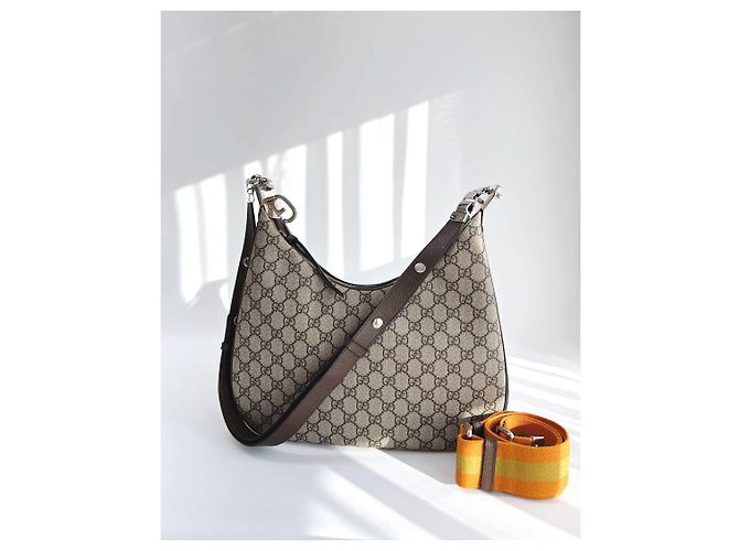 Gucci Ataushu Medium Schultertasche aus Canvas Braun - Ansicht 6