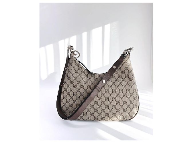 Gucci Ataushu Medium Schultertasche aus Canvas Braun - Ansicht 7