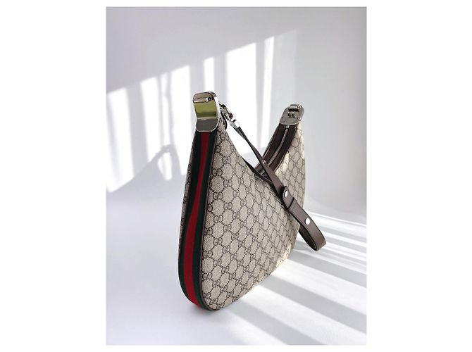 Gucci Ataushu Medium Schultertasche aus Canvas Braun - Ansicht 9