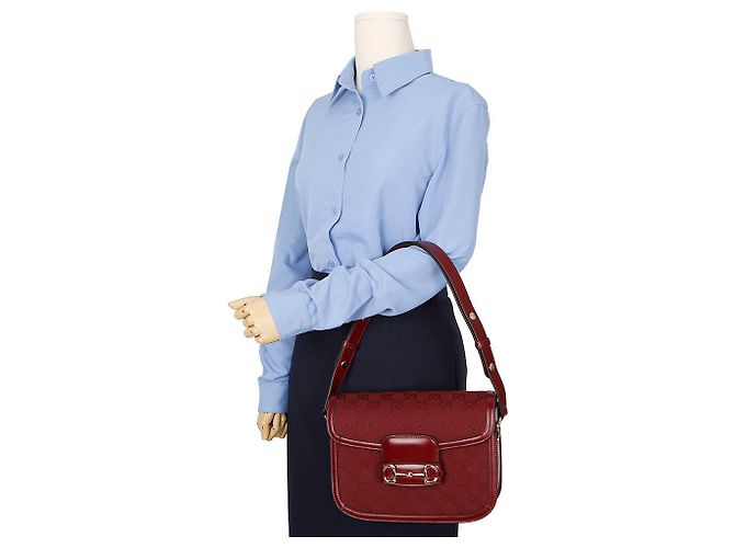 Gucci Borsa a tracolla media Horsebit Rosso - vista 10
