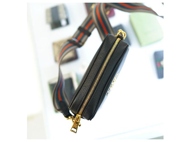 Vitello Prada Borsa a tracolla per fotocamera in pelle nera per donne Nero - vista 15