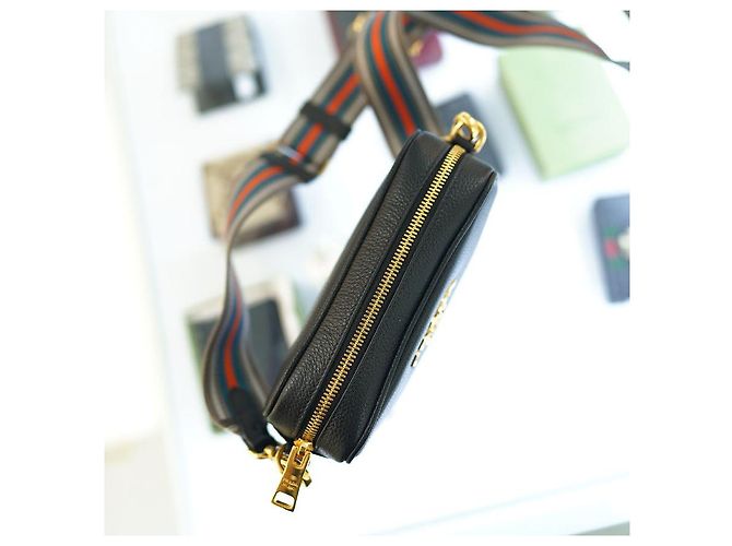 Vitello Prada Borsa a tracolla per fotocamera in pelle nera per donne Nero - vista 3