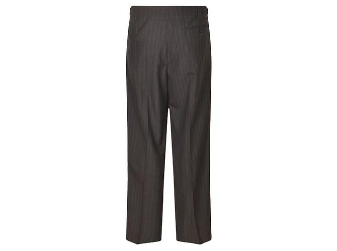 Maison Martin Margiela Pinstripe Wool Drawstring Trousers Brown - view 5
