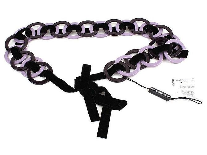 Zweifarbiger lila Samt-Gürtel mit Kette von Emporio Armani - Ansicht 2