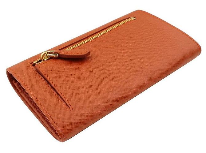 Prada Carteira com aba em Saffiano Papaya com alça em tom dourado Laranja - vista 3