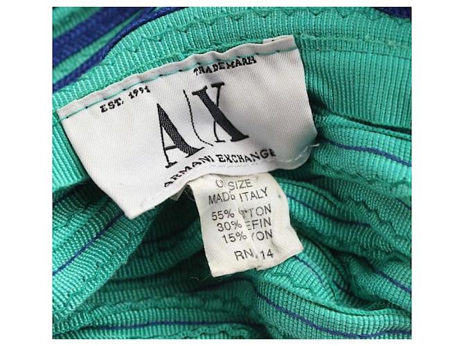 Armani AX Mintblauer gestreifter Stoffeimerhut - Ansicht 3