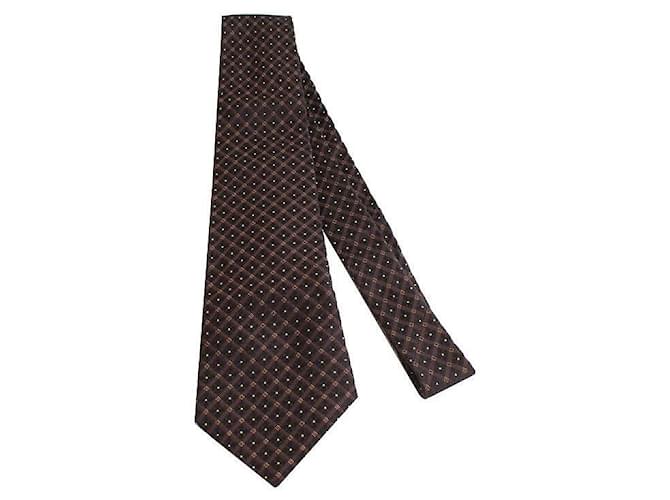 Kiton Woven Tie Black Gold Check Pattern Multiple colors - view 2