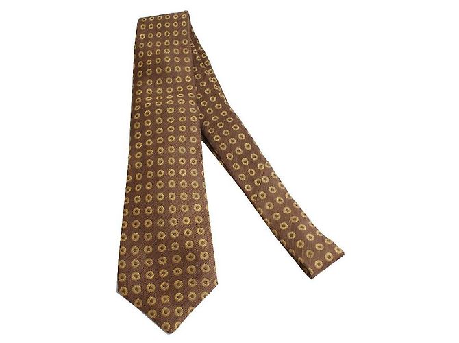 Kiton Light Purple Flower Paisley Khaki Dot Woven Tie Set - view 7