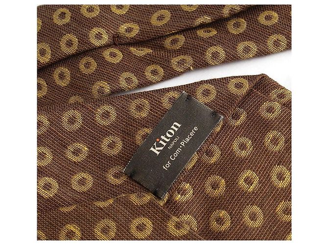Kiton Light Purple Flower Paisley Khaki Dot Woven Tie Set - view 9
