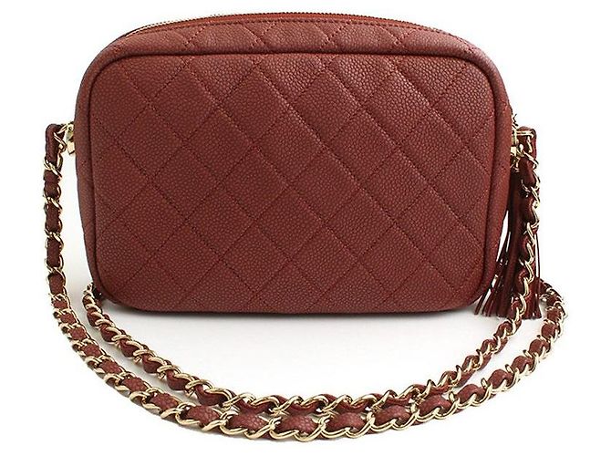 Chanel Borsa a tracolla per fotocamera in caviar morbido rosa marrone con hardware dorato - Serie - vista 3