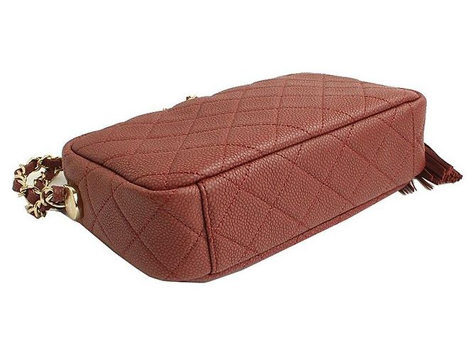 Chanel Borsa a tracolla per fotocamera in caviar morbido rosa marrone con hardware dorato - Serie - vista 4