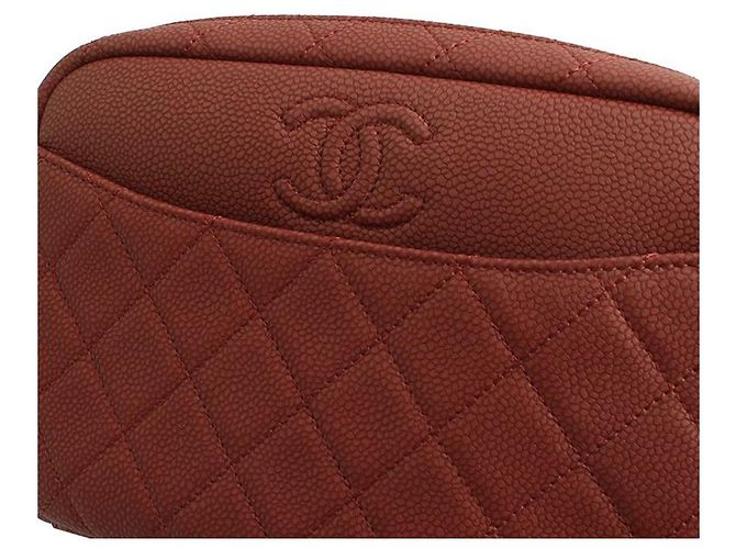 Chanel Borsa a tracolla per fotocamera in caviar morbido rosa marrone con hardware dorato - Serie - vista 6