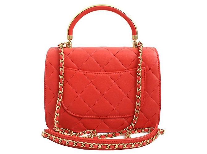 Chanel Serie di borse tote e a tracolla in oro opaco e rosso corallo - vista 3