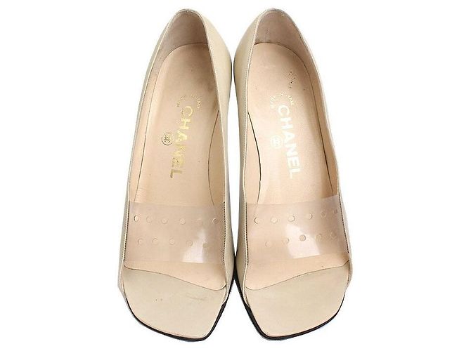 Chanel Beige offene Pumps mit Lochmuster Braun - Ansicht 2
