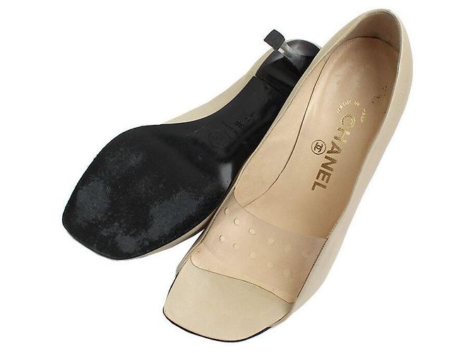 Chanel Beige offene Pumps mit Lochmuster Braun - Ansicht 3