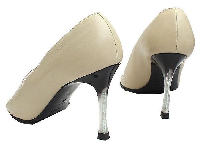 Chanel Beige offene Pumps mit Lochmuster Braun - Ansicht 4