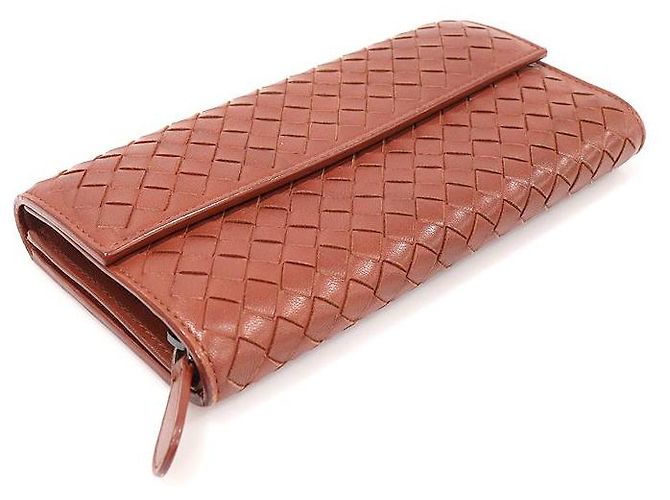 Bottega Veneta Cartera Continental con Solapa en Nappa Intrecciato Marrón - vista 4