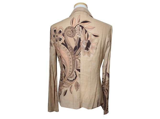 Valentino Sprayline Sandbeige Leinenjacke Braun - Ansicht 2
