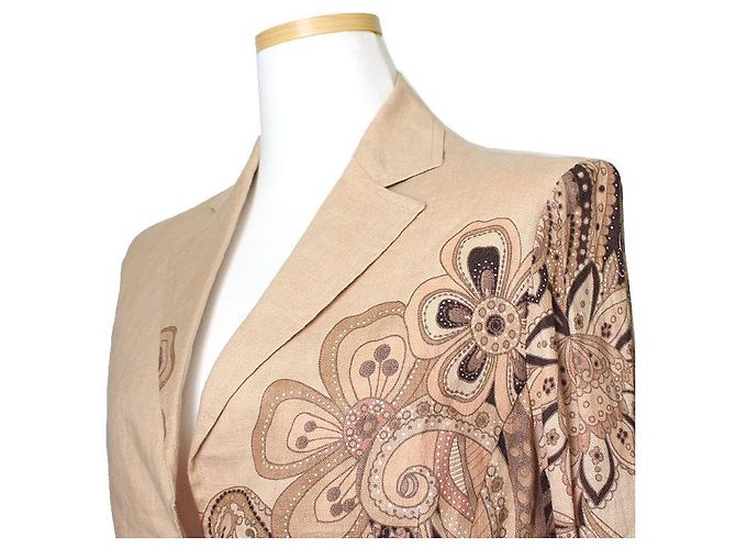 Valentino Sprayline Sandbeige Leinenjacke Braun - Ansicht 4