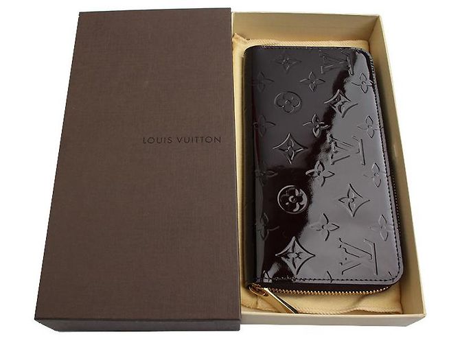 Louis Vuitton Portafoglio Lungo Zippy Monogram Vernis Amarante Oro Marrone - vista 6