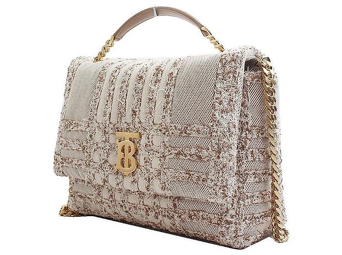 Burberry Borsa a Spalla in Tweed TB Marrone - vista 2