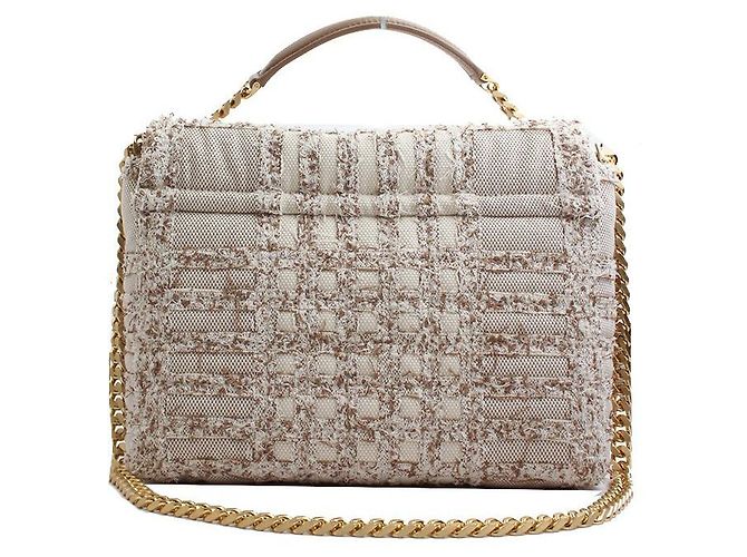 Burberry Borsa a Spalla in Tweed TB Marrone - vista 3