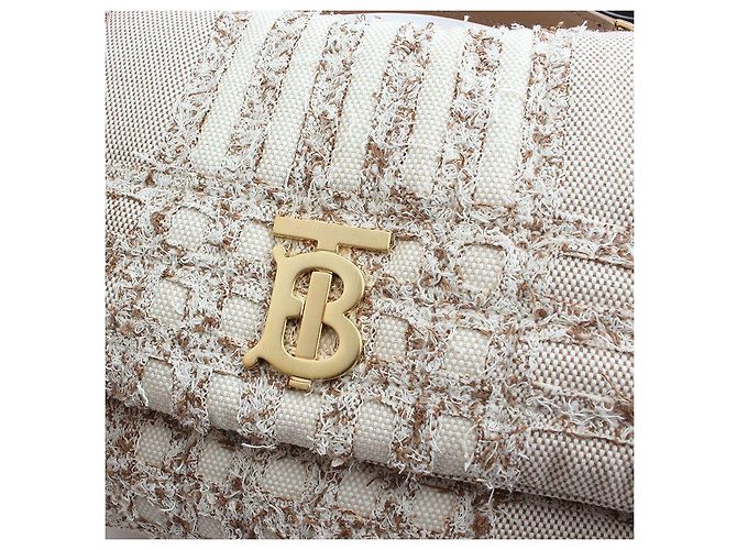 Burberry Borsa a Spalla in Tweed TB Marrone - vista 6