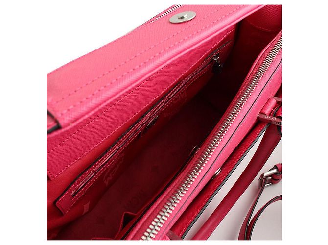 MCM Borsa a spalla Saffiano rosa magenta - vista 5