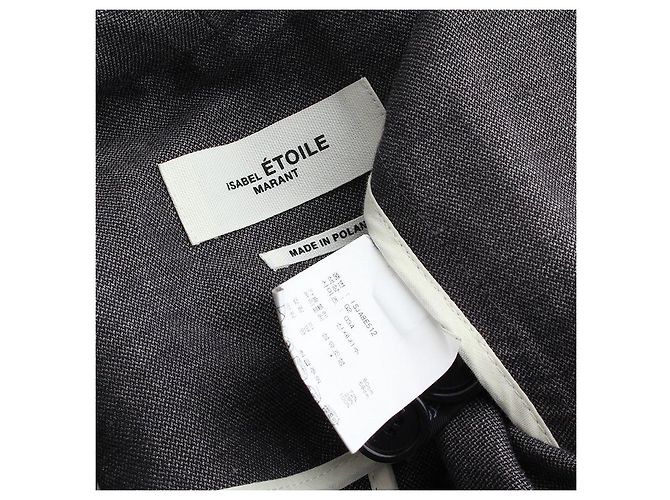 Chaqueta de lino-algodón gris carbón Isabel Marant Castaño - vista 3
