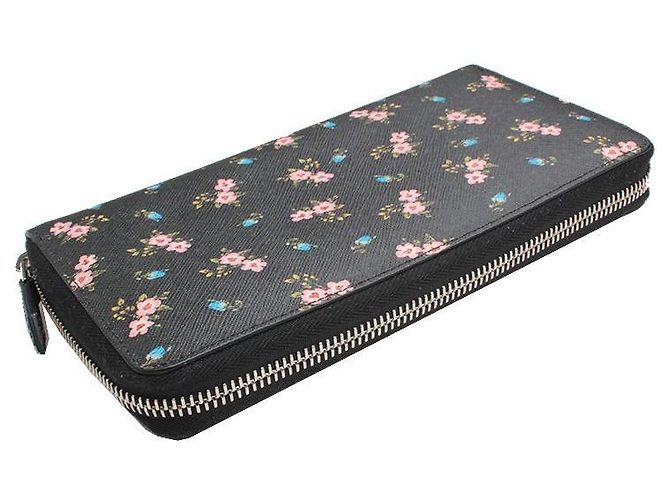 Givenchy Schwarze Saffiano Blumen Reißverschluss Langbörse Mehrfarben - Ansicht 3