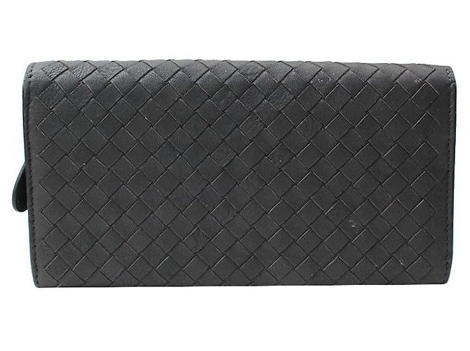 Bottega Veneta Langbörse aus gewebtem Anthrazitgrau Braun - Ansicht 2