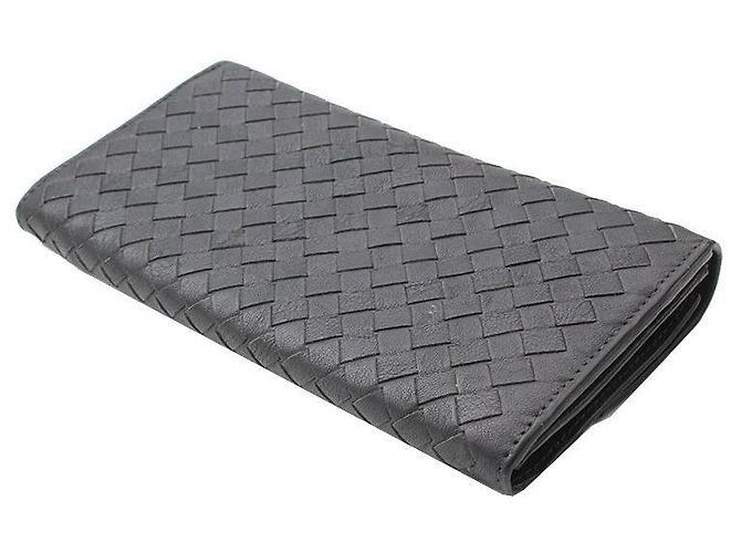 Bottega Veneta Langbörse aus gewebtem Anthrazitgrau Braun - Ansicht 3