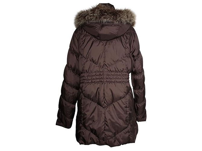 Balmain Deep Brown Fox Fur Hooded Down Padding Coat - view 2