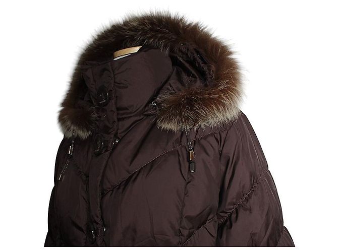 Balmain Deep Brown Fox Fur Hooded Down Padding Coat - view 4