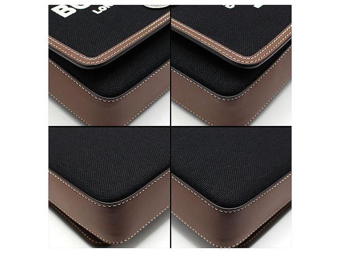 Burberry Mini crossbody New Hampshire in pelle marrone tecnico e cotone - vista 10